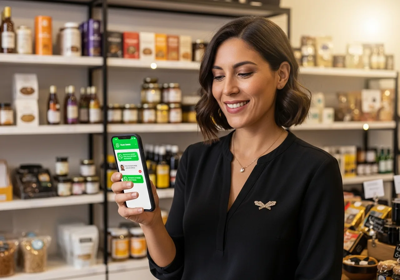 Negocio atendiendo consultas desde su teléfono