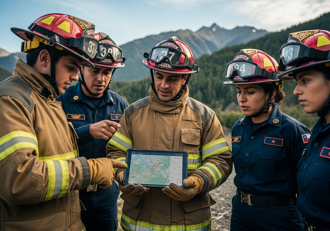 Bomberos chilenos con Natsar