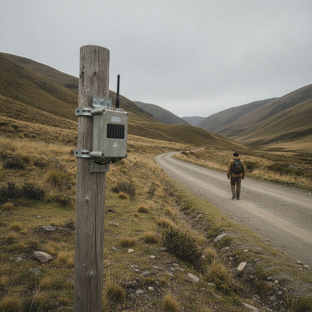 Sensor en una zona rural sin cobertura celular