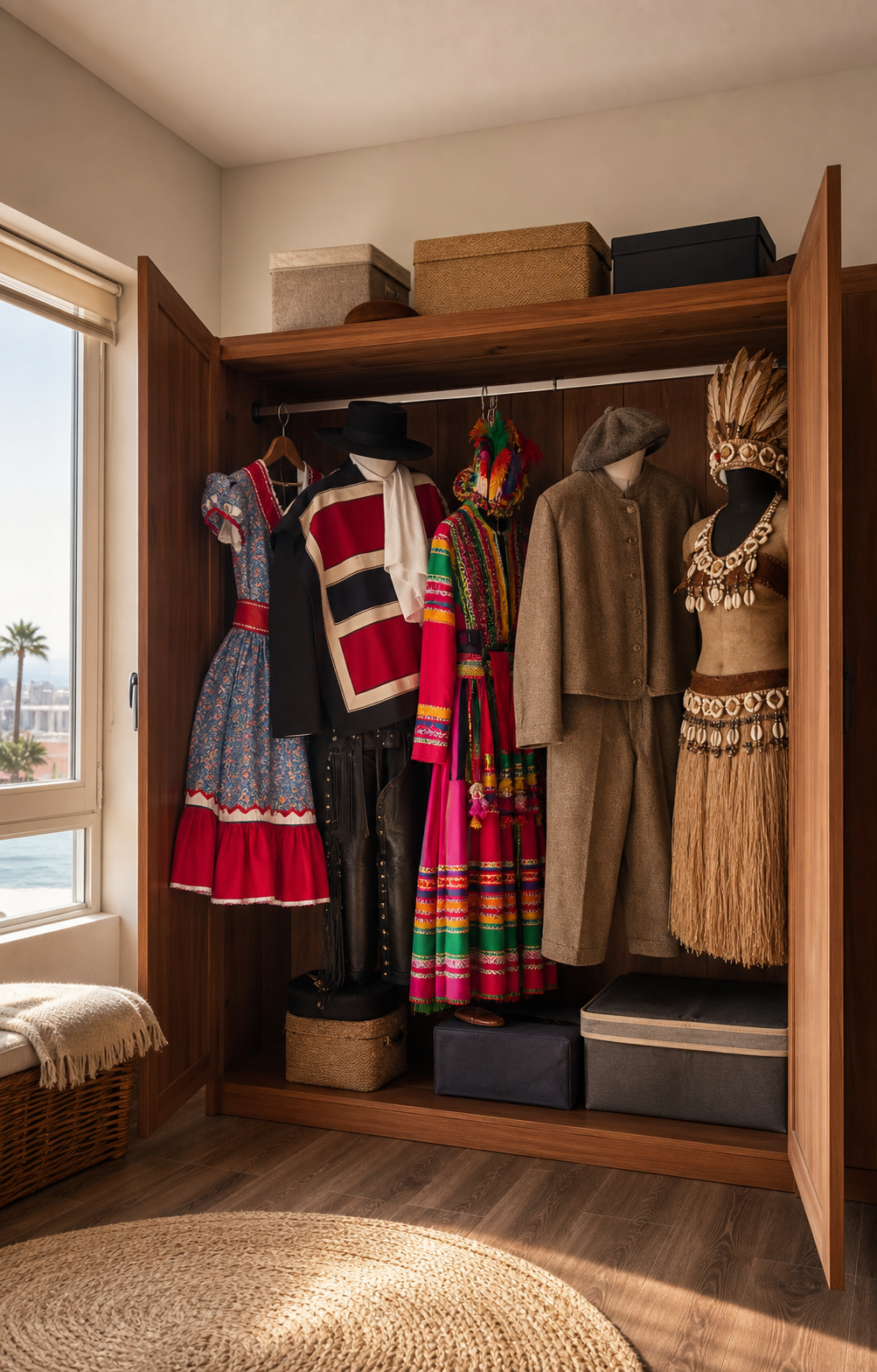 Trajes típicos guardados listos para volver a usarse